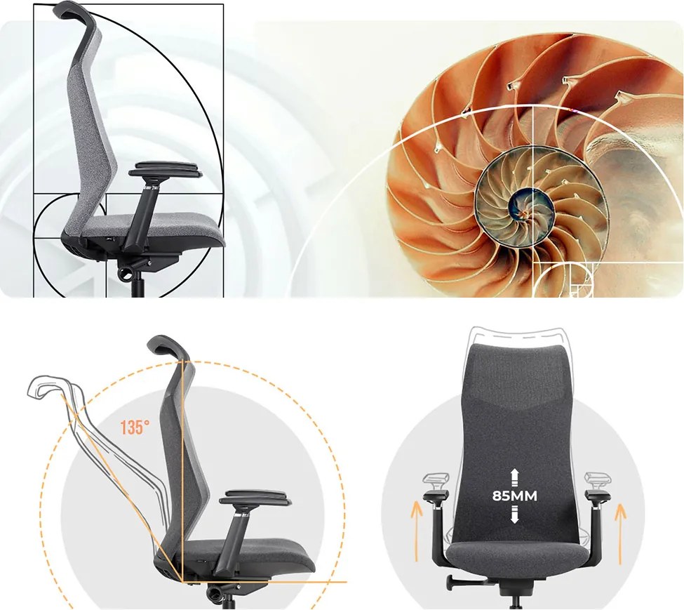 Ergonomická kancelárska stolička MOSH Airflow 502 - čierna