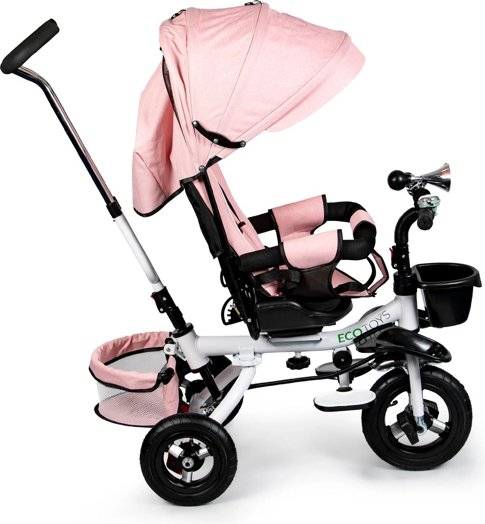 Otočná trojkolka 360° Pink Delux so strieškou ECOTOYS