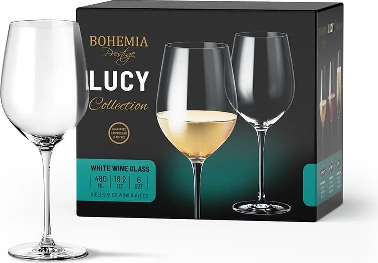 BOHEMIA PRESTIGE LUCY POHÁR NA BIELE VÍNO 480ML SADA 6KS