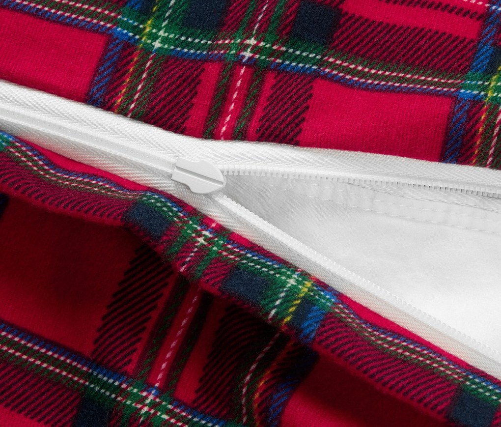 Posteľná bielizeň z česanej bavlny, červené káro, štandardná veľkosť