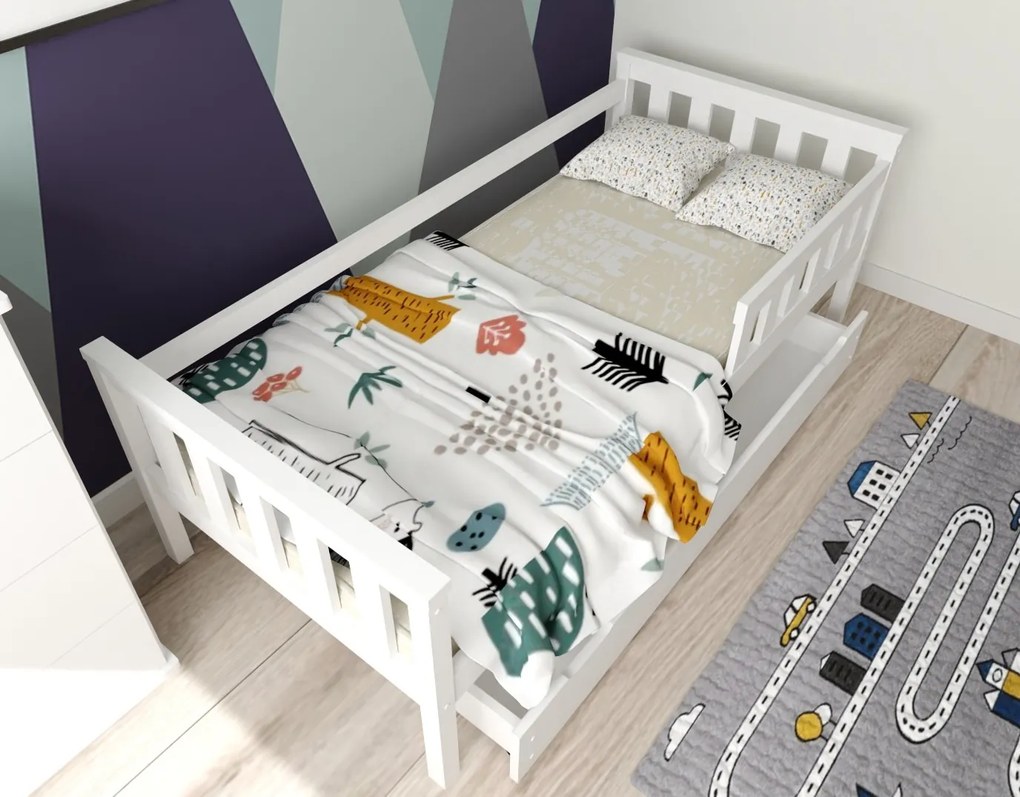 Detská posteľ z masívu borovice FRANK - 200x90 cm - biela