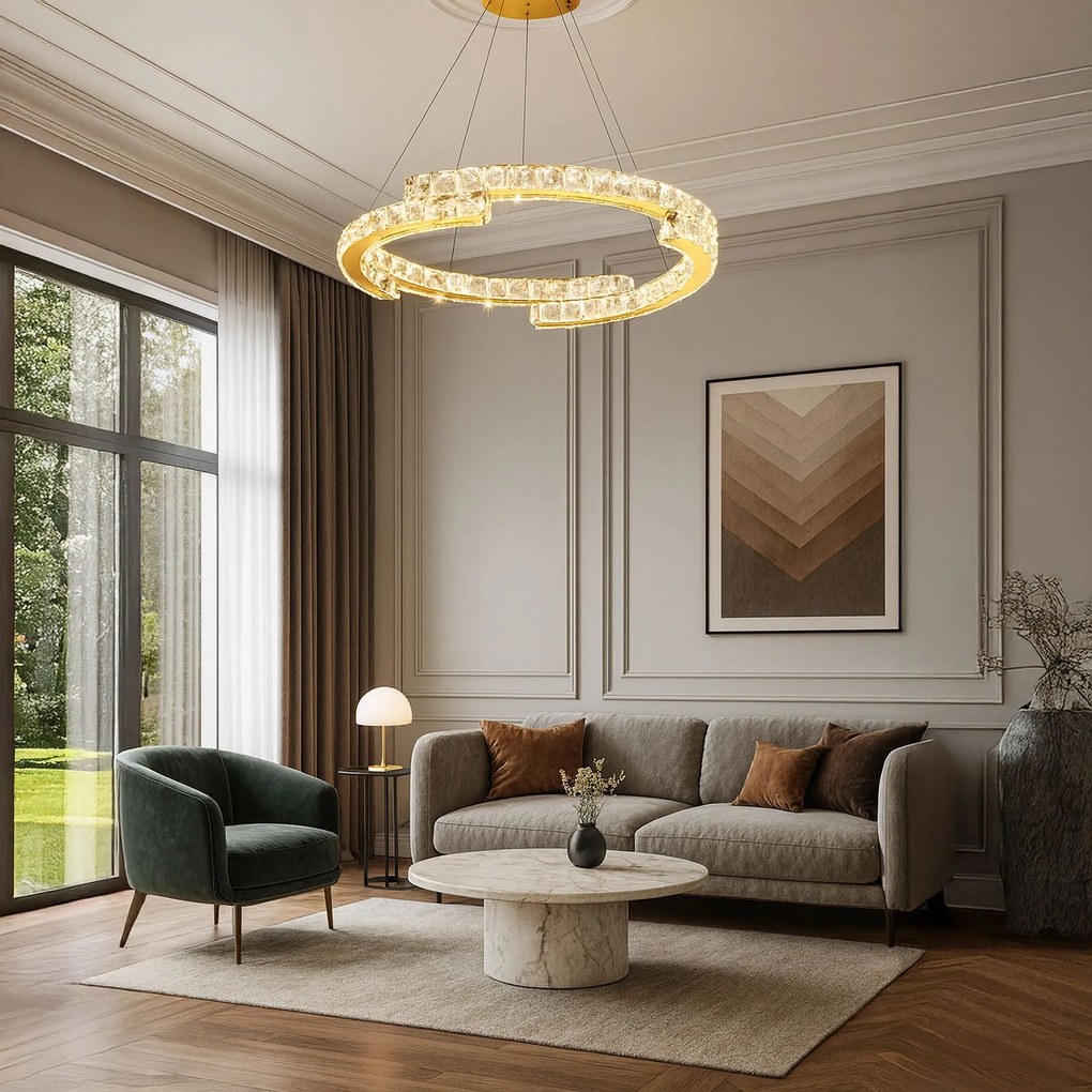 Toolight Toolight, LED závesné osvetlenie 60cm, 45W, 4000K, 2500lm, APP1771-CP, zlatá, OSW-04349