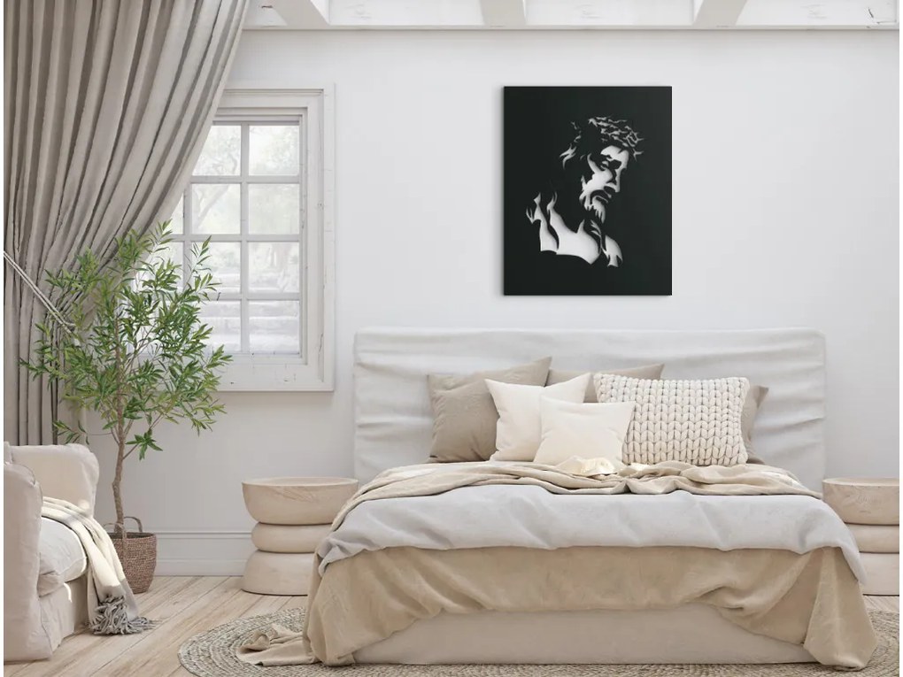 drevko Drevený obraz Ježiš s tŕňovou korunou Rozmer obrazu: 40,5 x 32,5 cm, Farba dekorácie: Čierna