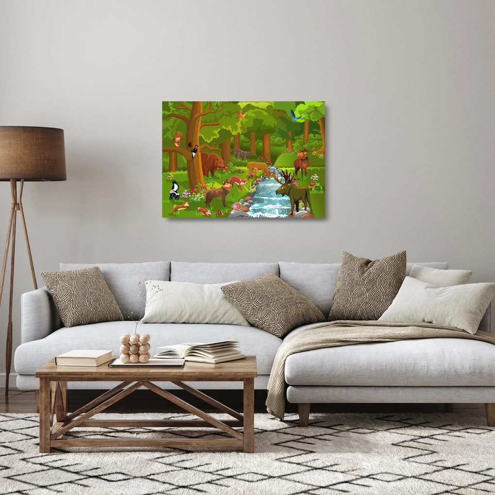 Detský sklenený obraz so zvieratkami (70x50 cm)