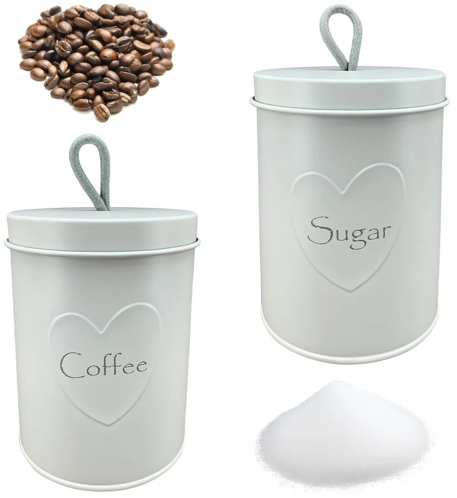 Sada 2ks kovová nádoba na kávu a cukor Molly, 1,4 l