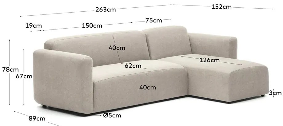 Béžová rohová pohovka (variabilná) Neom - Kave Home