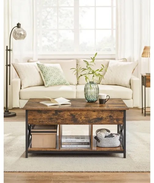 Konferenčný stolík so zdvíhacou doskou NYRO hnedá/čierna