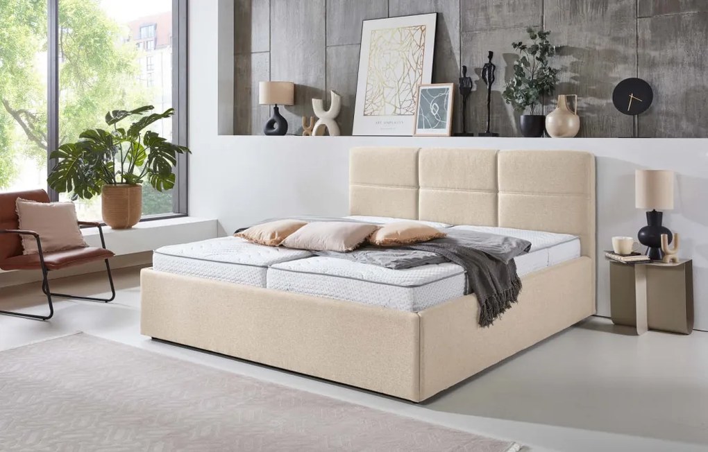 Posteľ Domango 180x200 cm, béžová látka