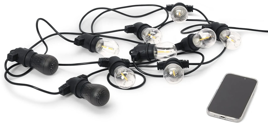 Outdoorová LED svetelná reťaz s 2 Bluetooth® reproduktormi