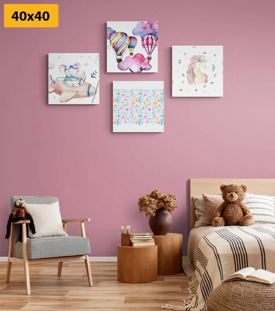 Set obrazov pre deti v pastelových farbách Varianta: 4x 40x40