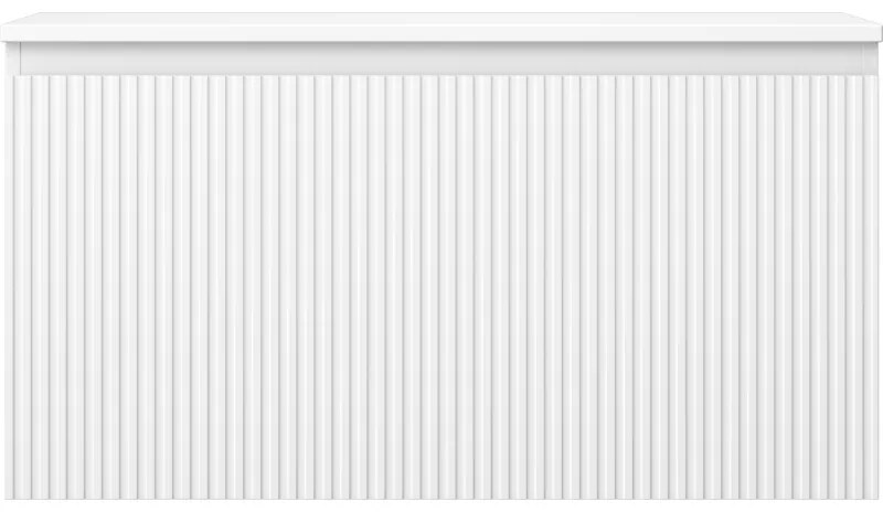 Mexen Rivel, kúpeľňová skrinka 90 cm s hornou časťou, 1 zásuvka, drážkovaná, biela matná, 91A20-09047-1-BFC01