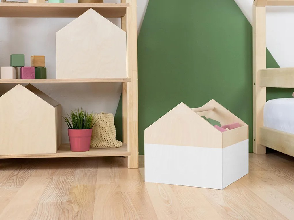 Drevený úložný box HOUSE v tvare domčeka
