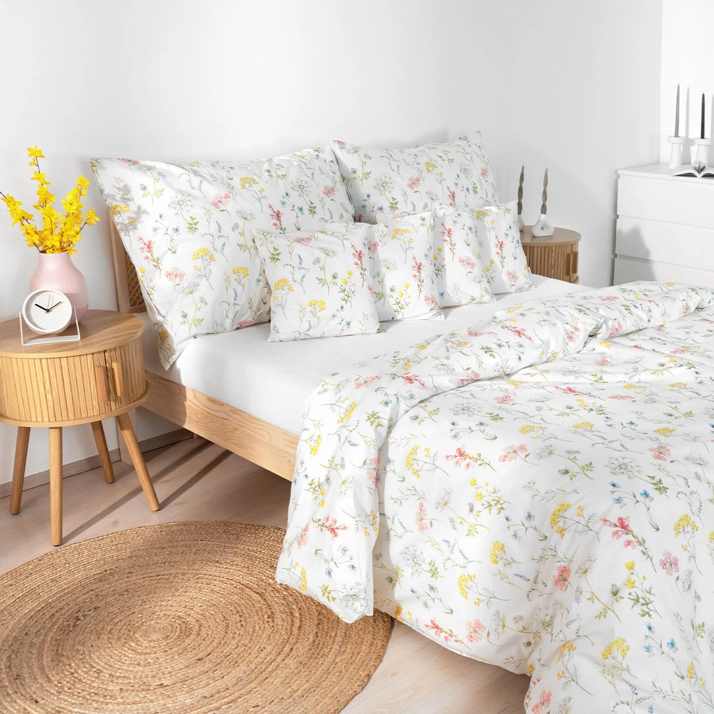Goldea bavlnené posteľné obliečky deluxe - kvitnúca jar 240 x 220 a 2ks 70 x 90 cm