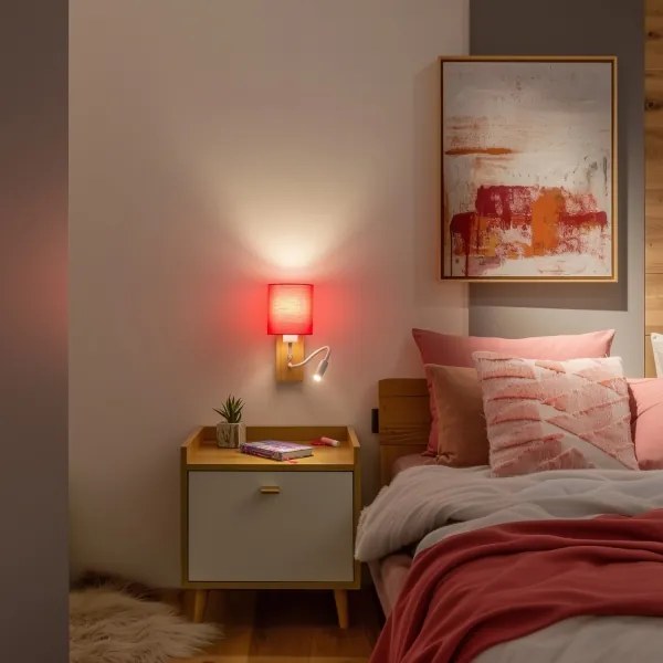 Brilagi - LED Nástenná lampa NUBILA WOOD 1xE27/25W/230V + LED/3W dub/ružová