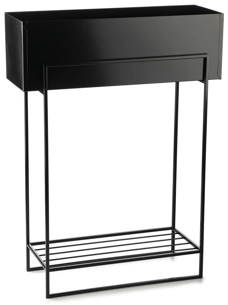KOVOVÝ KVETINÁČ SO STOJANOM RECT 82X23X60 CM ČIERNA