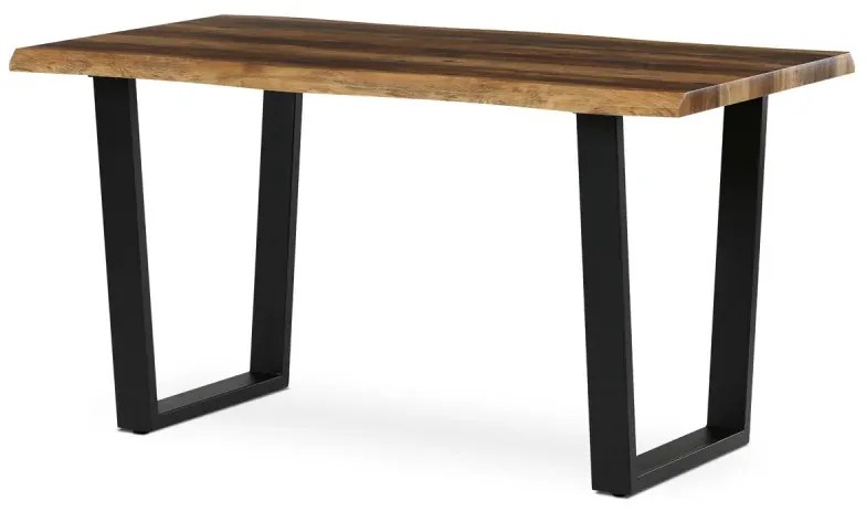 Stůl jídelní, 140x80x75 cm, MDF, kov, Old wood, černá