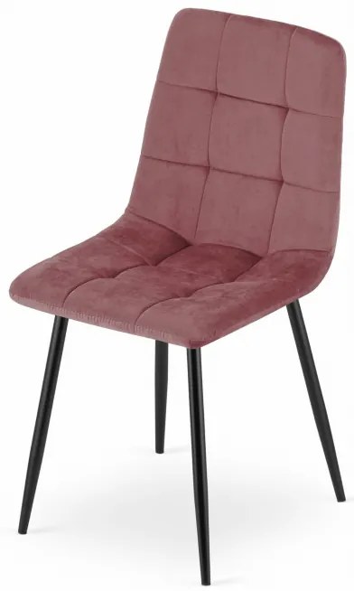 Jedálenská stolička KARA zamatová ružová / čierne nohy