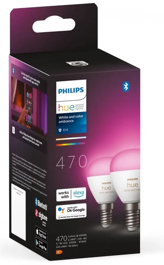 Žiarovky v súprave 2 ks E14, 5 W White and color ambiance – Philips Hue