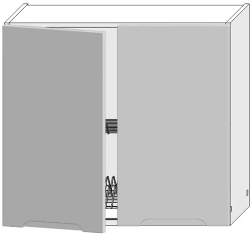 Skrinka do kuchyne Zoya W80su Alu svetlo šedá mat/biely