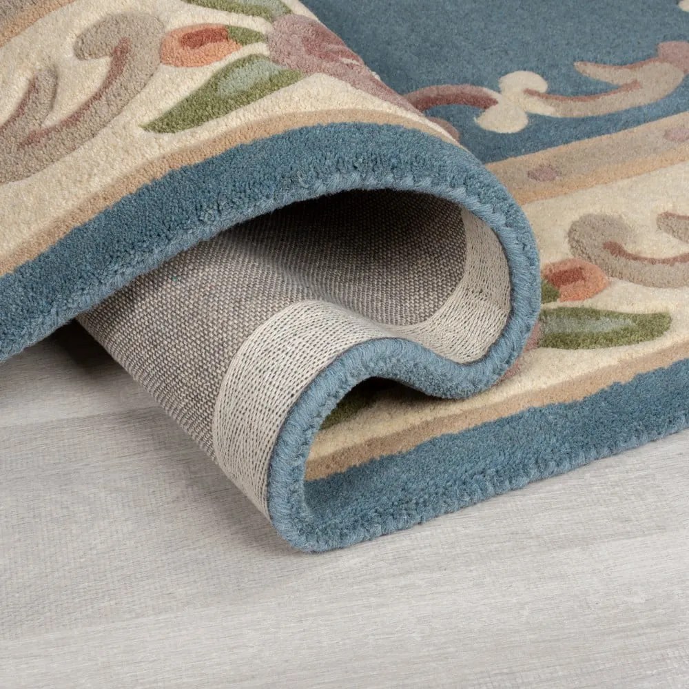 Modrý koberec z vlny Flair Rugs Aubusson, 120 × 180 cm