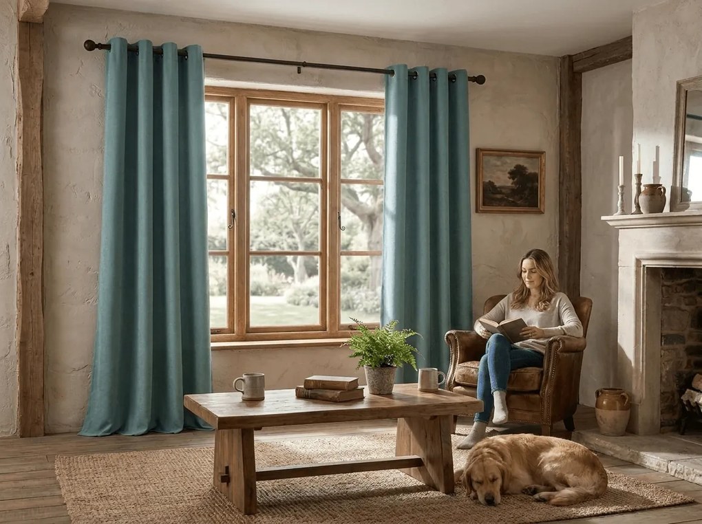 Zatemňovací záves DREAM VELVET 140x270 cm, modrozelený Zavesenie: Riasiaca páska