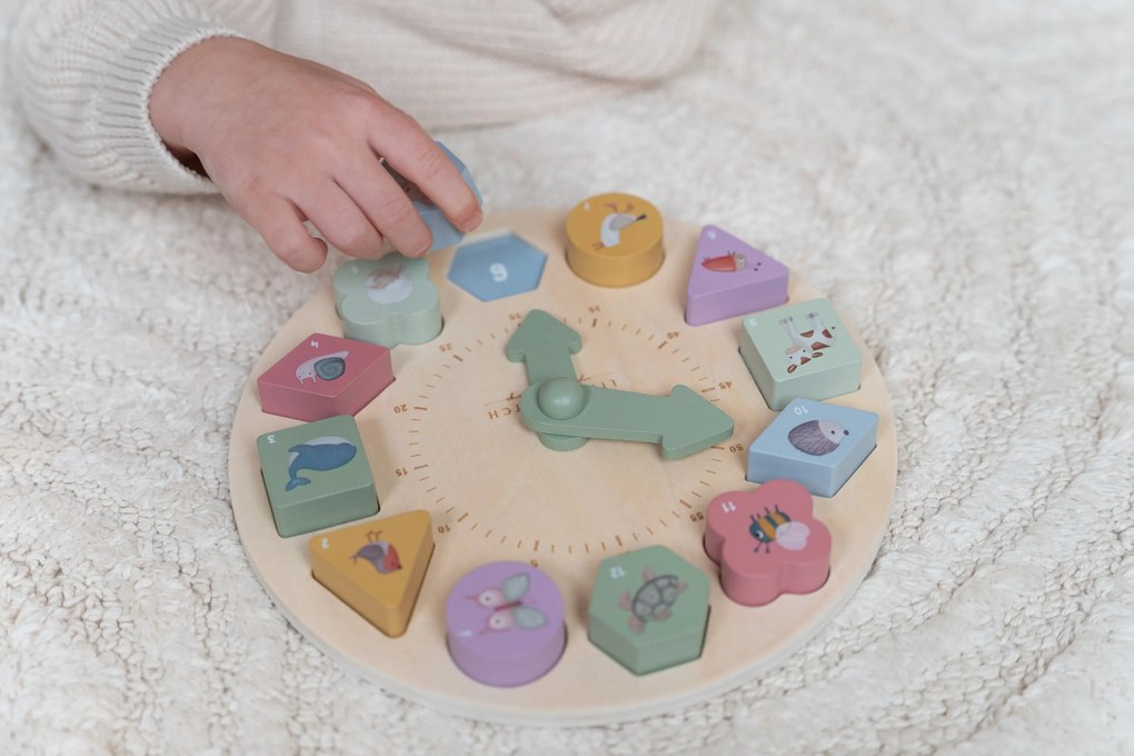 Hodiny s puzzle kockami drevené Farma