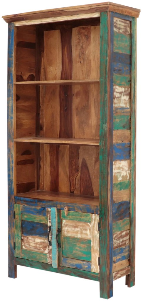 furniture-nabytek.cz - Rustikálna knižnica 90x180x35 z recyklovaného mangového dreva