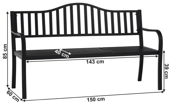 Kondela Záhradná lavička so stolíkom, čierna, DAGNO