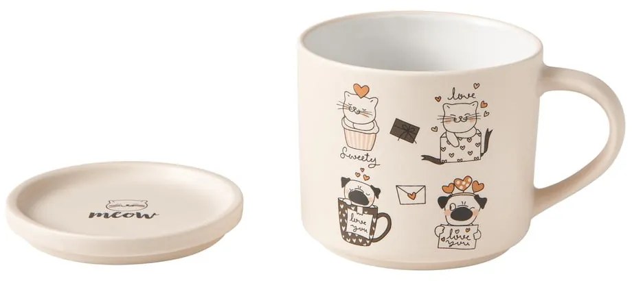 Oranžové/béžové porcelánové hrnčeky v súprave 2 ks 350 ml Cats – Brandani