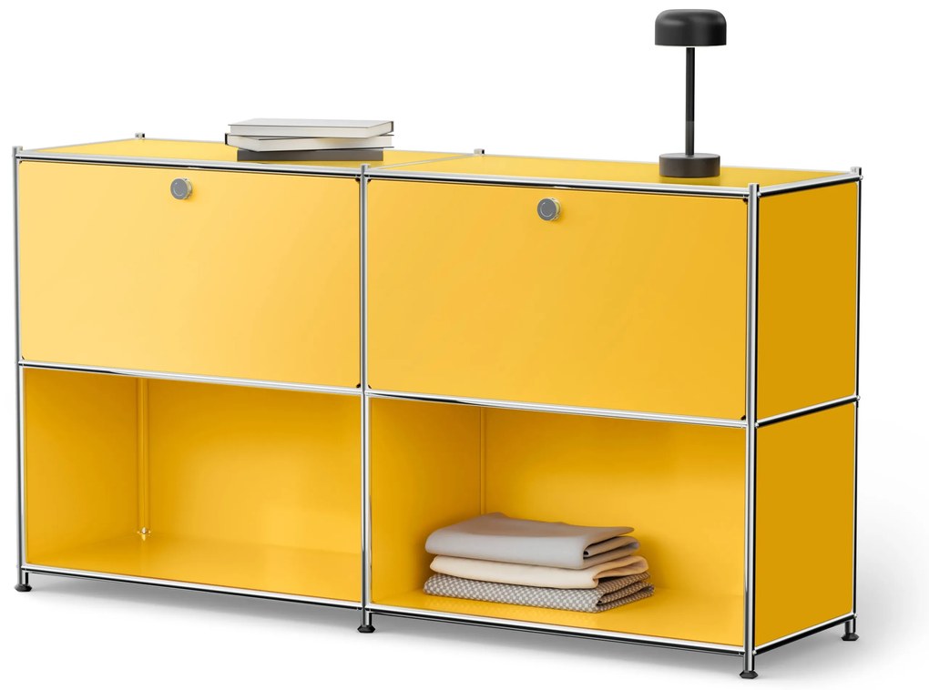 Kovový regál »CN3« s výklopnými priehradkami, žltý