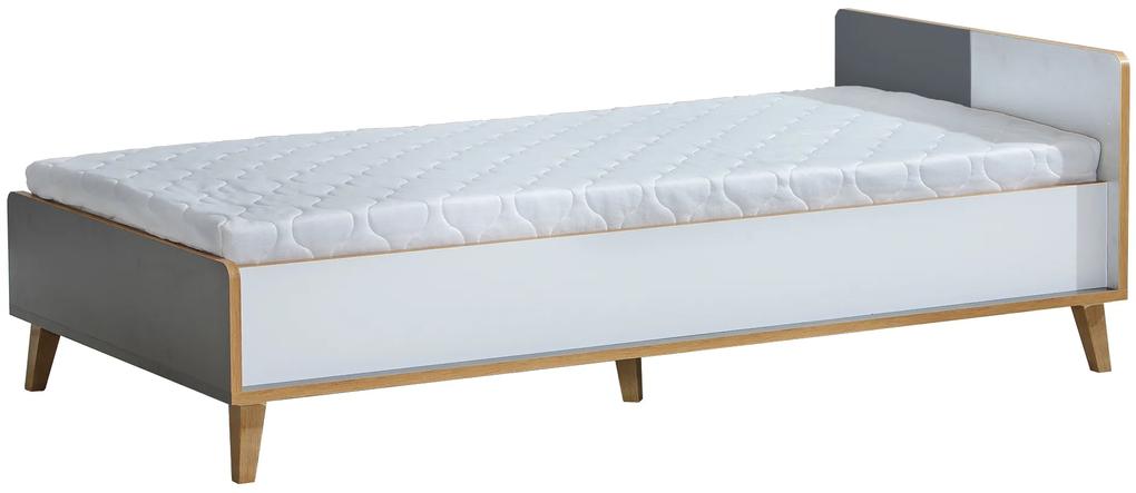 Jednolôžková posteľ typ W10 90x195 cm Wendy (antracitová + biela + dub wotan). Vlastná spoľahlivá doprava až k Vám domov. 1040781