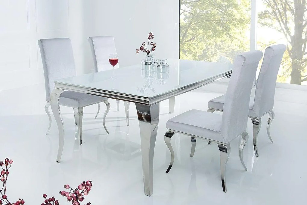 Jedálenský stôl Rococo 180 cm biela / strieborná - Skladom na SK