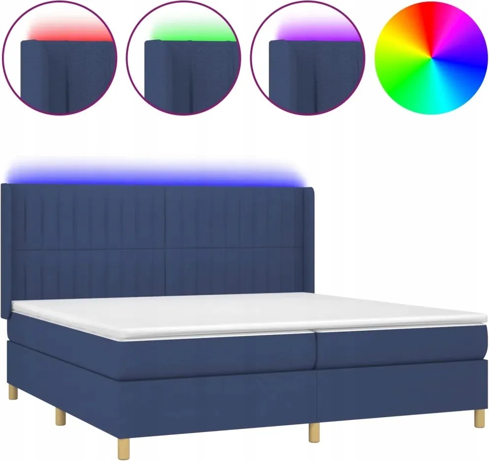 vidaXL Kontinentálna posteľ s matracom, modrá, 200 x 200 cm, látka