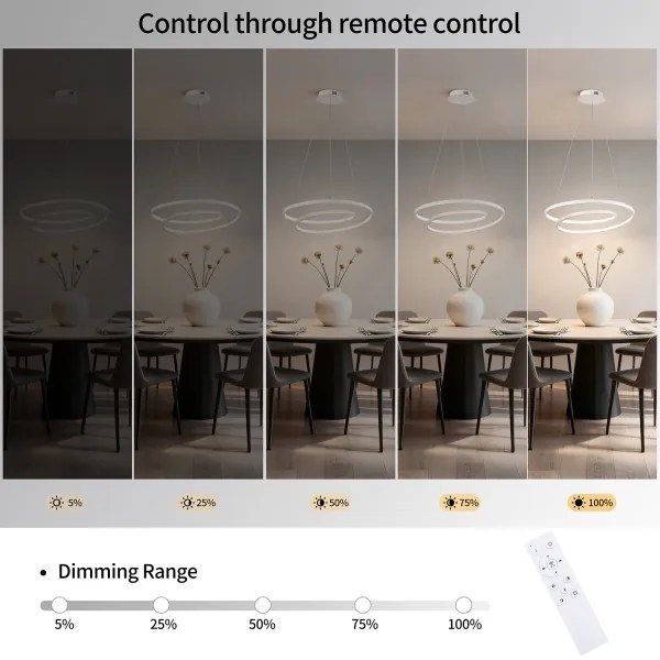 Brilagi-LED Stmievateľný závesný luster na lankách TWISTER LED/48W/230V, priemer 50 cm, biela, s diaľkovým ovládaním