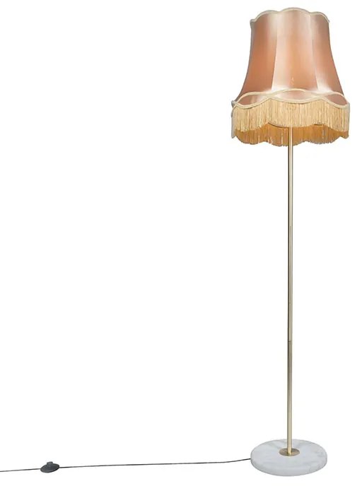 Retro stojaca lampa mosadz so tienidlom Granny zlatá 45 cm - Kaso