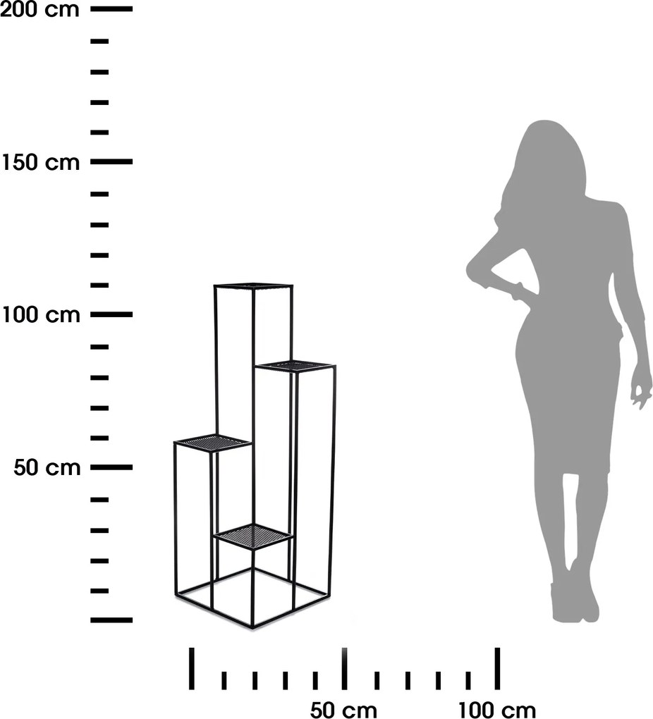 STOJAN NA KVETINÁČ KASKADA 110X40X40 CM ČIERNA