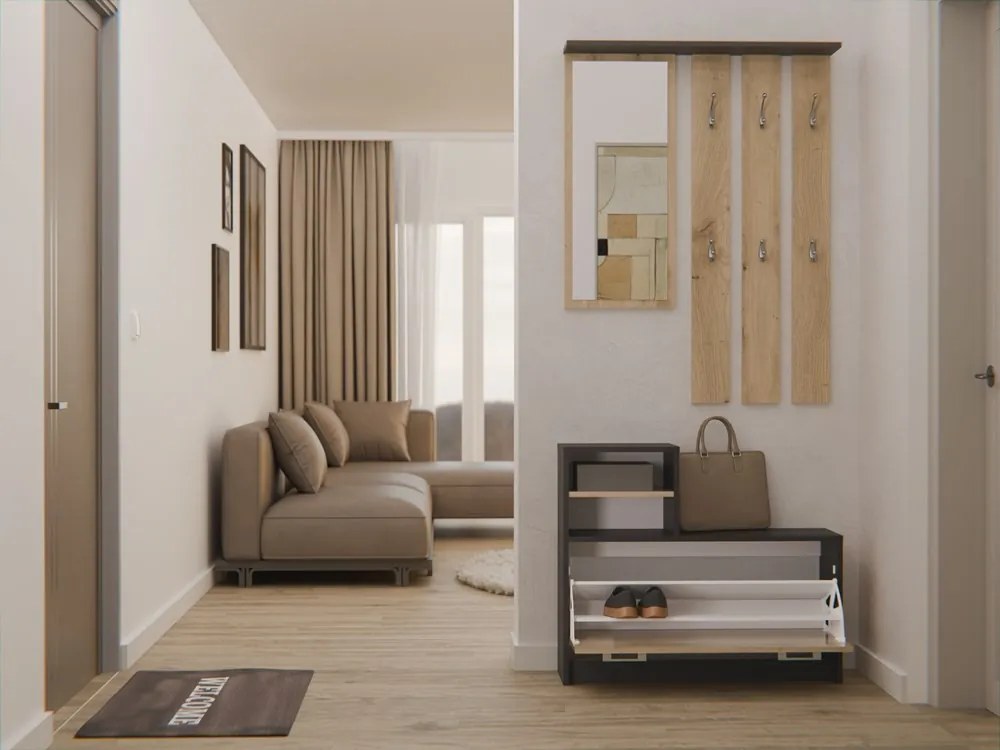 Predsieňová stena GARDE 85 cm antracit/dub artisan