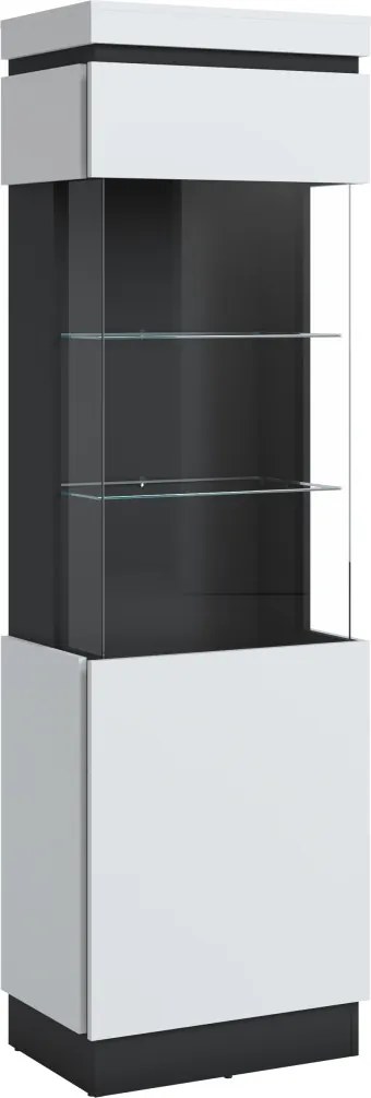 Vysoká vitrína Campania 60 cm, biela/antracit, pravá