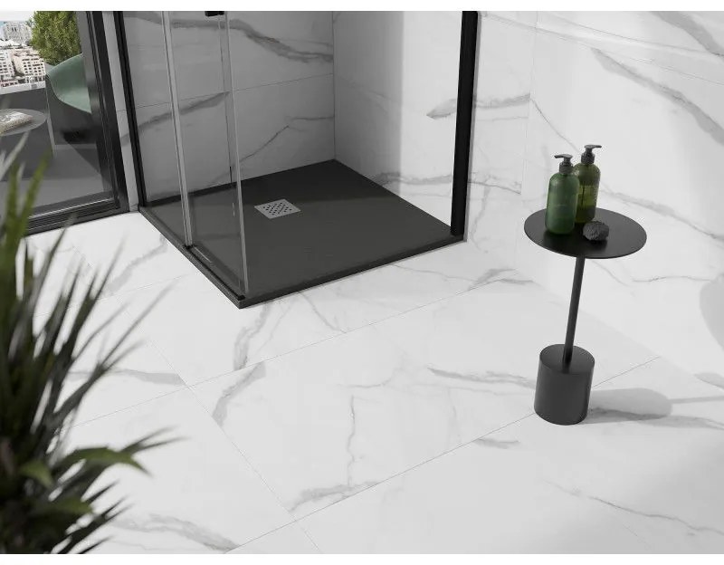 Mexen Stone+, štvorcová vanička z minerálneho kompozitu 100 x 100 cm, antracitová, 44711010