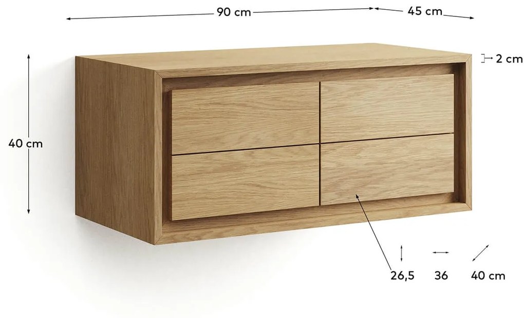 Skrinka pod umývadlo tanet 90 x 45 cm prírodná MUZZA