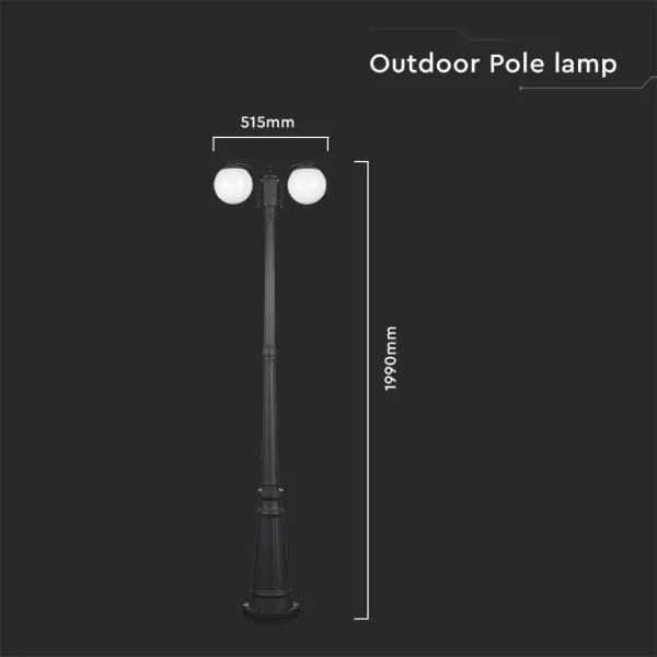 Vonkajšia lampa 2xE27/60W/230V IP44 199 cm čierna