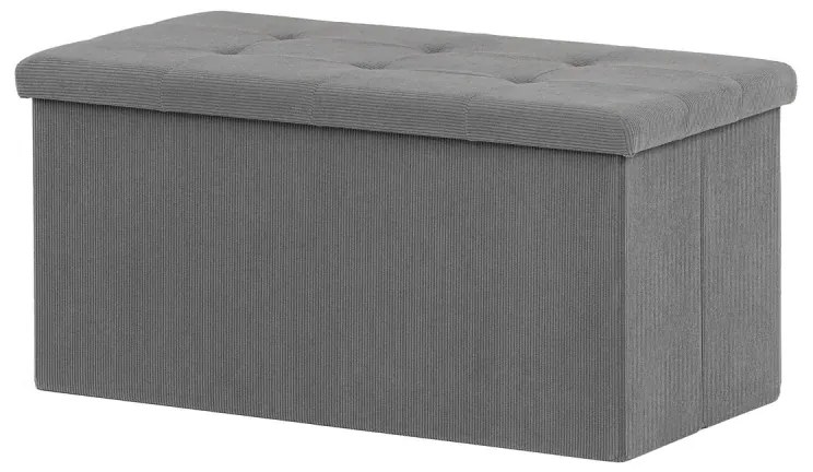 Taburet s úložným prostorem, šedá manšestrová látka