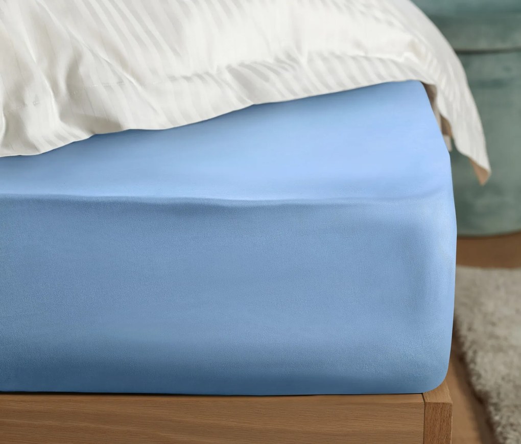 Napínacie prestieradlo z perkálu, svetlomodré, štandardná veľkosť