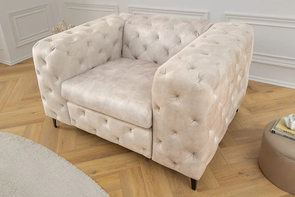 Dizajnové kreslo Rococo šampanský zamat