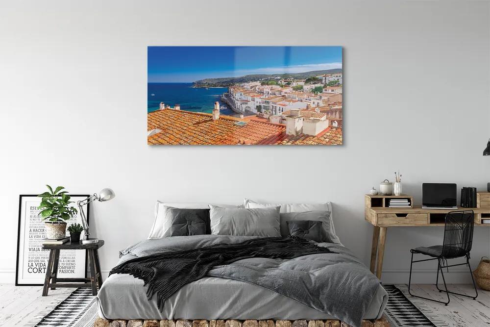 Obraz na akrylátovom skle Španielsko mesto hory mora 140x70 cm