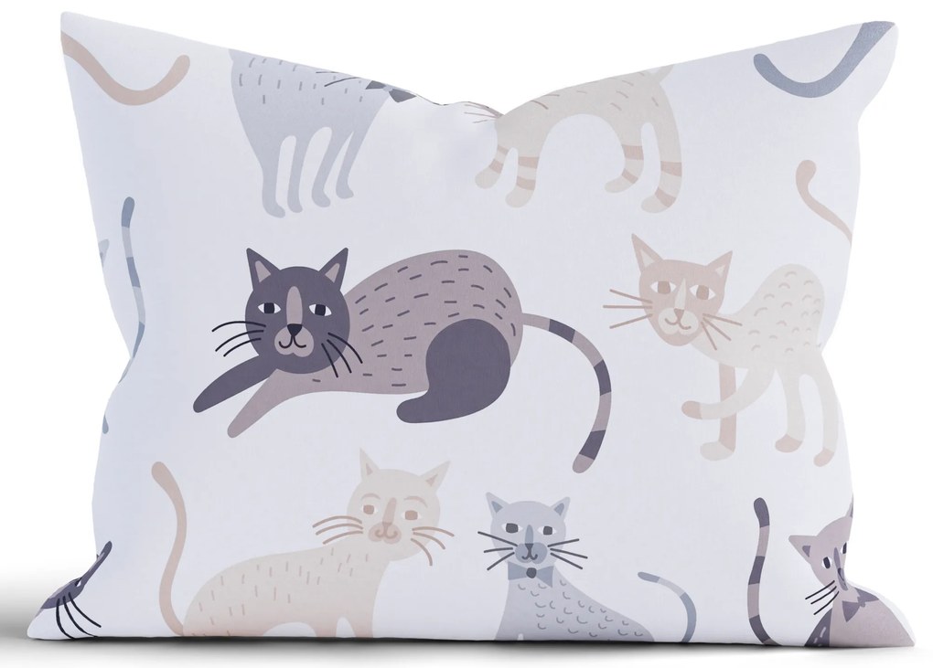 Bavlnená obliečka na vankúš Renforcé 70 × 90 cm - Mačičky