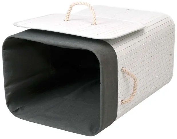 Kôš na bielizeň bambusový 80 l biely / sivý