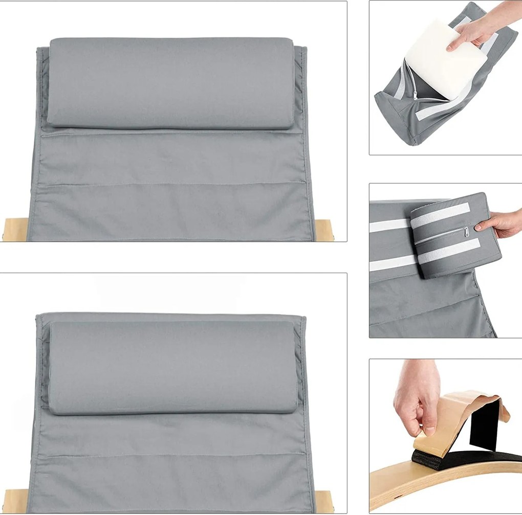 Hojdacie kreslo, relaxačné kreslo, 5-stupňová polohovateľná opierka nôh, svetlo šedé