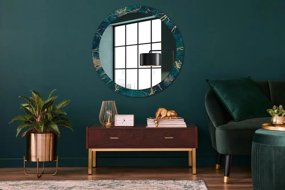 Okrúhle ozdobné zrkadlo na stenu Zelený malachitový mramor fi 90 cm
