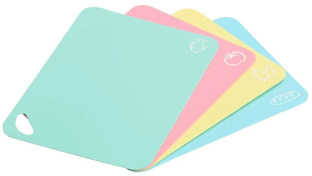 Doska na krájanie Colours, plast, sada 4 ks, 38x29 cm